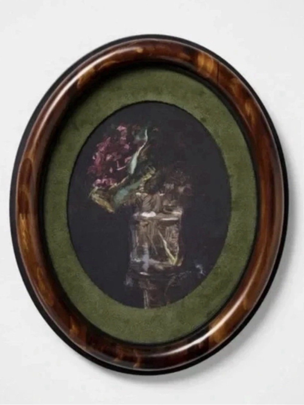 Threshold Oval Floral Still Life Wall Art in Brown, Green, Black